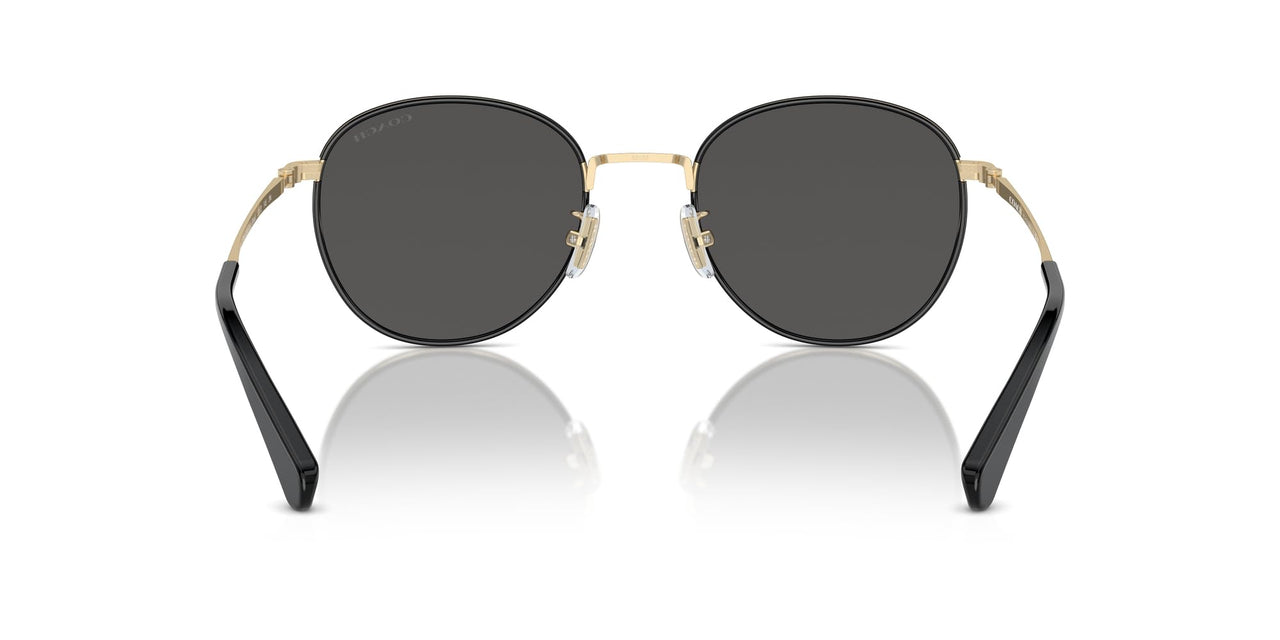 COACH Men's HC7163 Round Sunglasses, Shiny Light Gold/Black/Grey Solid, 52 mm