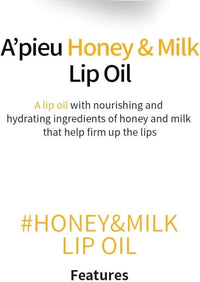 Thumbnail for A'PIEU Honey & Milk Lip Oil I Korean Lip Oil, Long-Lasting Moisture, Nourishing Extracts, Smooth Finish, Lightweight