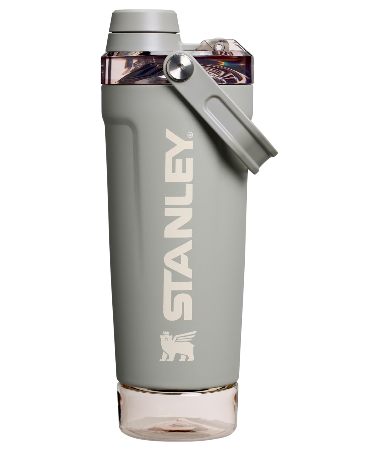 STANLEY Vitalize Shaker Bottle 20 oz | Leakproof Insulated Stainless Steel Shaker Cup | Base Storage and Twist On Fast Flow Lid | Protein Shakes and Pre Workout Powder | BPA-Free | Sage Grey
