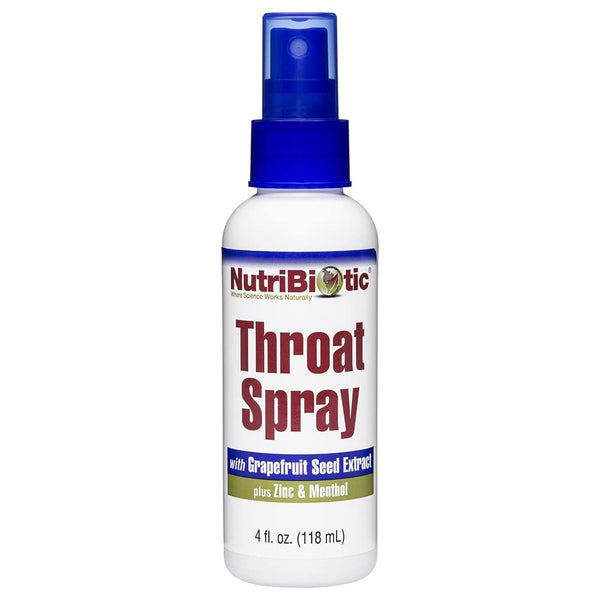 NutriBiotic – Throat Spray with GSE, 4 Fl. Oz | Gentle and Soothing Sore Throat Support with Grapefruit Seed Extract, Zinc & Menthol | Alcohol Free & Non-Medicated