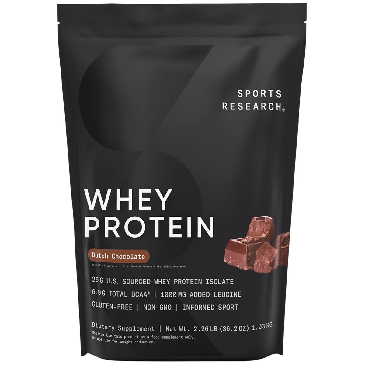 Sports Research® Organic Collagen Peptides (Unflavored - 30 Servings), Hydrate Electrolytes Powder Packets (Variety Pack - 16 Servings) and Whey Protein Isolate (Dutch Chocolate - 25 Servings)