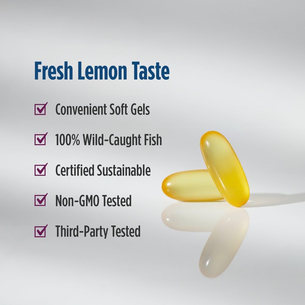 Nordic Naturals Complete Omega, Lemon Flavor - 120 Soft Gels - 565 mg Omega-3 - EPA & DHA with Added GLA - Healthy Skin, Cognition, Positive Mood - Non-GMO - 60 Servings