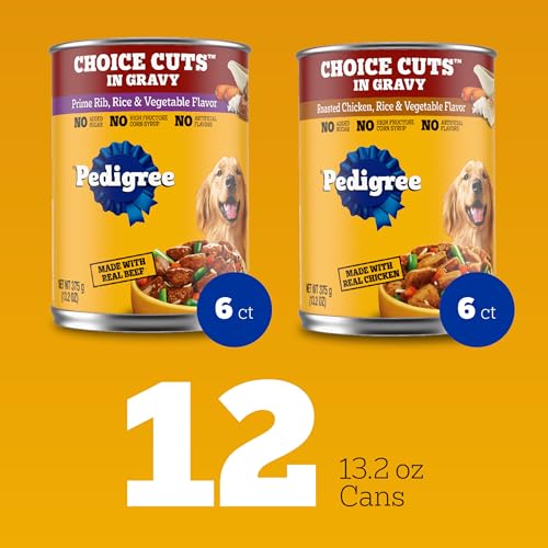 Pedigree Wet Dog Food, Choice Cuts Adult Canned Dog Food Variety Pack, 13.2 oz. Cans, 12 Count