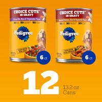 Thumbnail for Pedigree Wet Dog Food, Choice Cuts Adult Canned Dog Food Variety Pack, 13.2 oz. Cans, 12 Count
