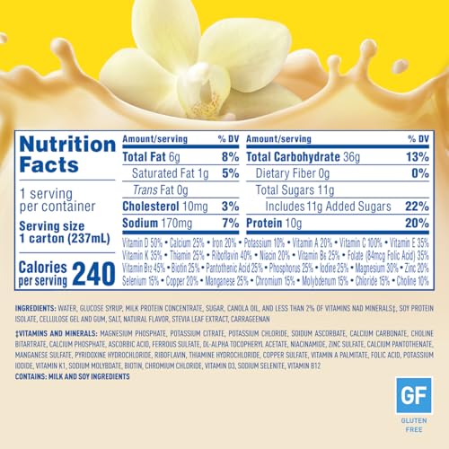 Carnation Breakfast Essentials Ready-to-Drink, Classic French Vanilla, 8 FL OZ Carton (Pack of 24)