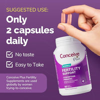 Thumbnail for CONCEIVE PLUS Women's Fertility Support: Conception Fertility Supplement for Her, Aids Hormonal Balance, Folic Acid, B1 B2 B3 B6 B12, Zinc, Biotin, Non-GMO, Vegan Prenatal Vitamin, 30 Days