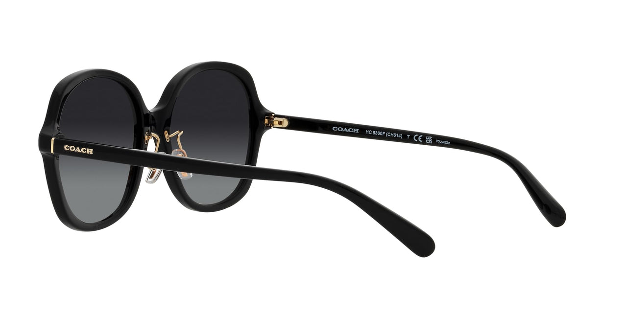 COACH HC8360F Low Bridge Fit Sunglasses, Black/Grey Gradient Polarized, 58 mm