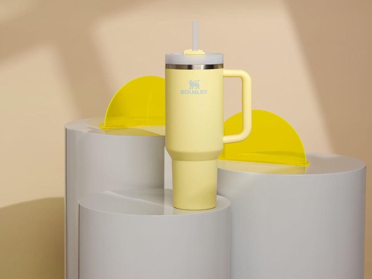Stanley Quencher H2.0 Tumbler with Handle and Straw 40 oz | Flowstate 3-Position Lid | Cup Holder Compatible for Travel | Insulated Stainless Steel Cup | BPA-Free | Pomelo