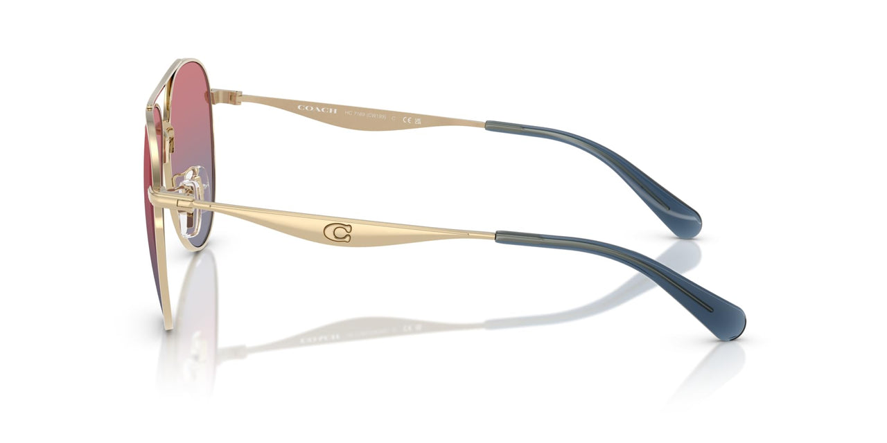 COACH Sunglasses HC 7169 90050Q Shiny Light Gold/Blue Saddle Gradient Polyamid