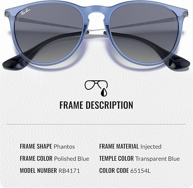 Ray-Ban RB4171 ERIKA COLOR MIX Phantos Shaped Non-Polarized Sunglasses for Women – Includes Official RAYBAN Eyewear Kit – Ideal Formal & Casual Wear Sunglasses – Blue Gradient Lens