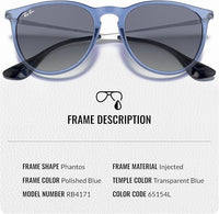 Thumbnail for Ray-Ban RB4171 ERIKA COLOR MIX Phantos Shaped Non-Polarized Sunglasses for Women – Includes Official RAYBAN Eyewear Kit – Ideal Formal & Casual Wear Sunglasses – Blue Gradient Lens