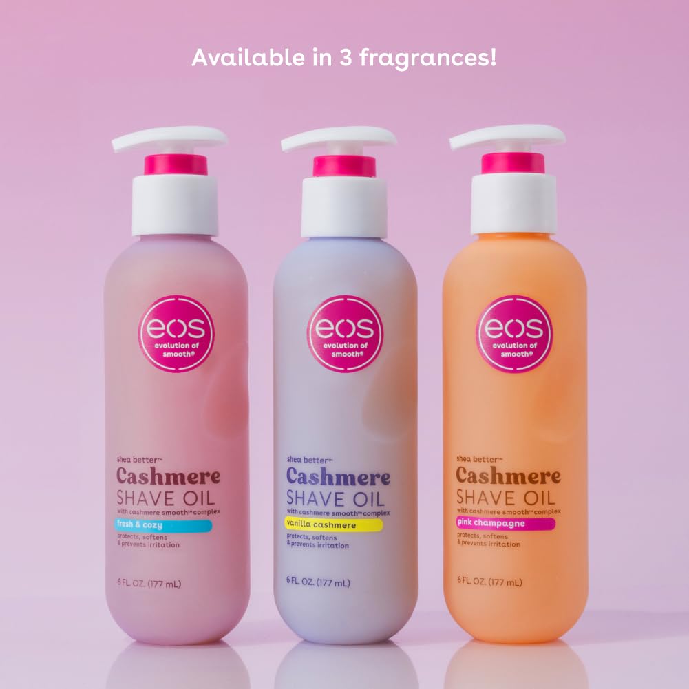 eos Cashmere Shave Oil Pink Champagne Moisturizing Soothes Prevents Irritation Razor Burn Bikini Area Approved 6 fl oz