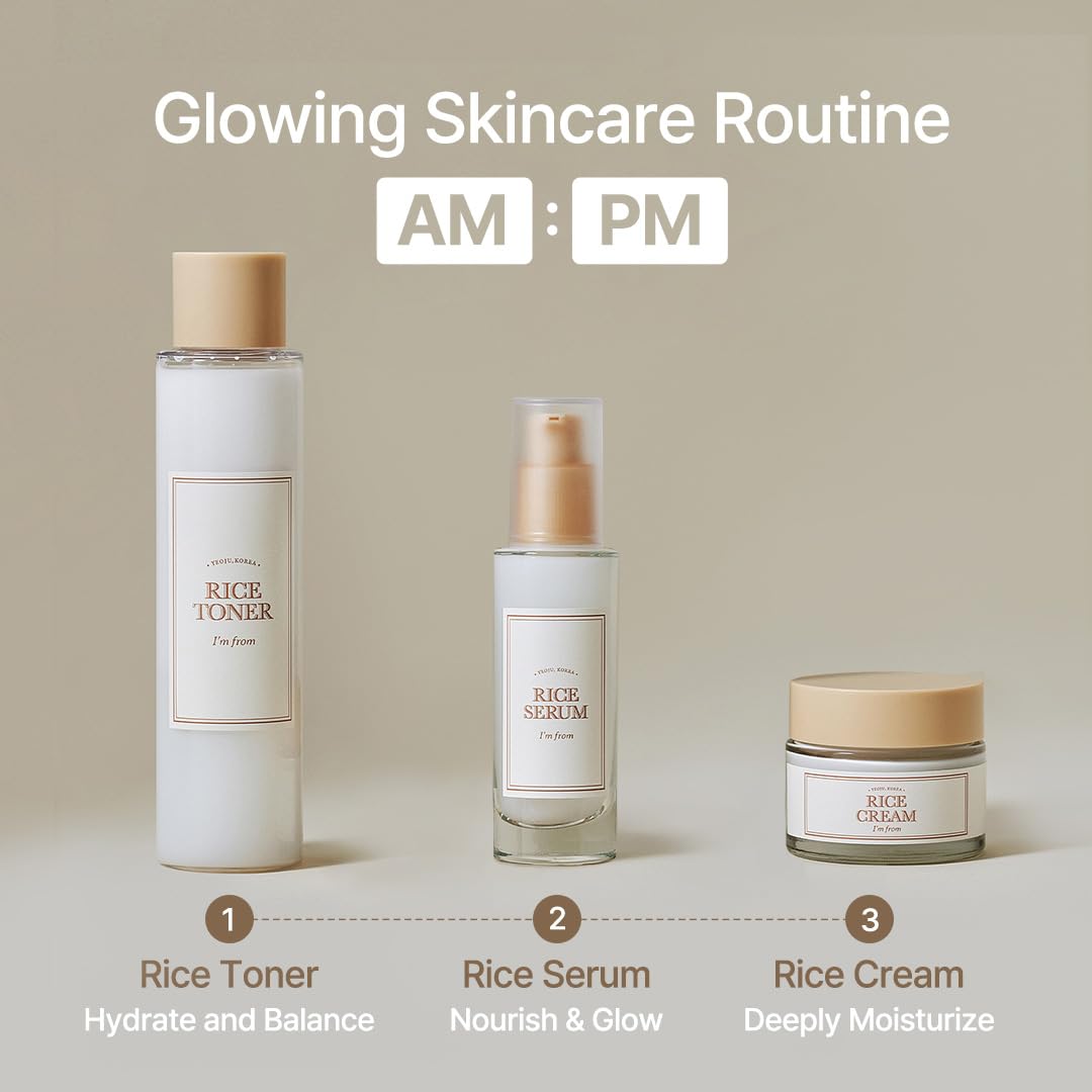 I'm from Rice Toner, Mini Size, Travel Essentials, Hydrating for Dry, Dull, Combination Skin, Vegan, Fragrance Free, Glass Skin, Korean Face Care 1.01 Fl Oz