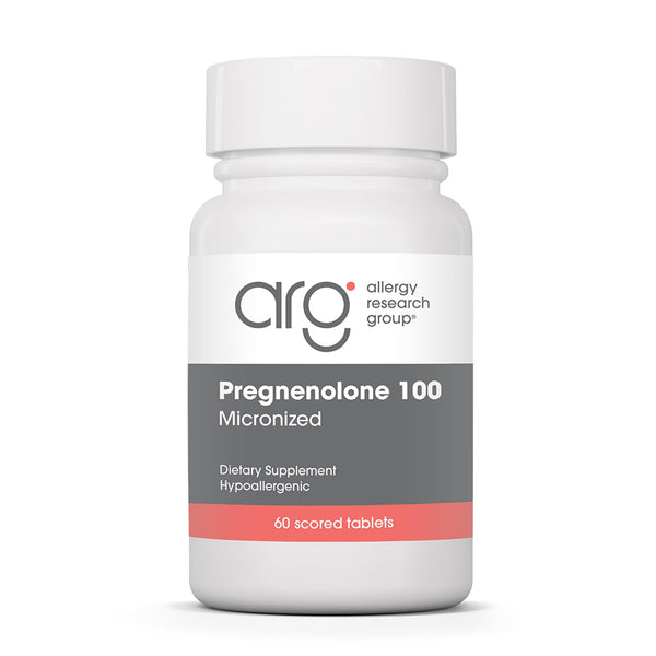 Allergy Research Group ARG Pregnenolone 100 mg - Micronized Hormone Precursor Support - Highly Bioavailable - Hypoallergenic - 60 Servings - 60 Scored Tablets