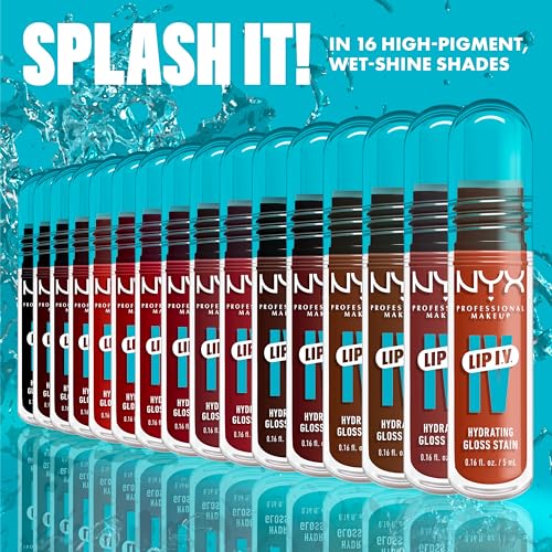 NYX PROFESSIONAL MAKEUP Lip IV Hydrating Glossy Lip Stain, Long-Lasting, Tinted, Vegan Formula with 12 HR Hydration - Splash N Spice (Brown)