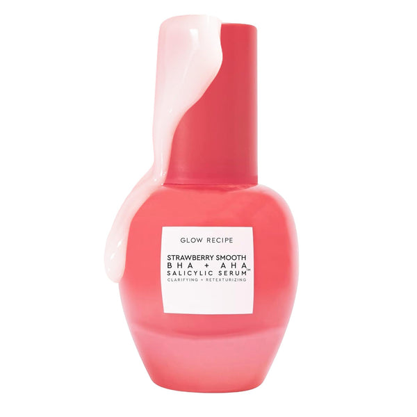 Glow Recipe Strawberry Smoothing Salicylic Acid Serum - Blemish Clarifying Skin Care, AHA BHA Exfoliant + Pore Minimizer + Plumping Hyaluronic Acid + Brightening Allantoin - Korean Face Serum, 30ml