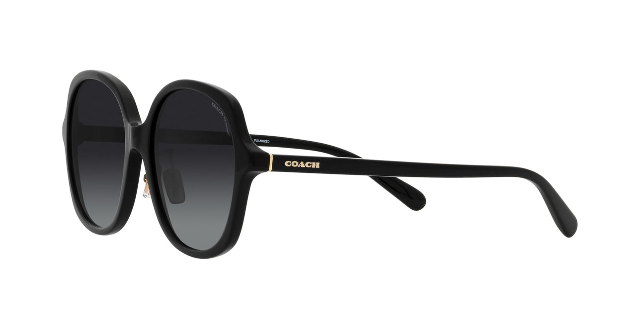 COACH HC8360F Low Bridge Fit Sunglasses, Black/Grey Gradient Polarized, 58 mm