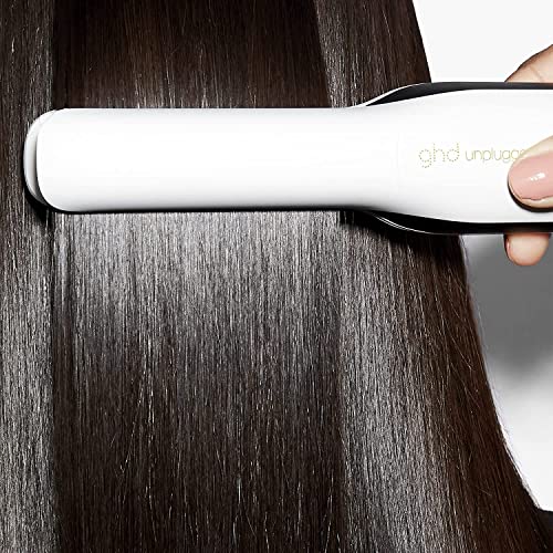 ghd Unplugged Styler ― 1" Cordless Flat Iron Hair Straightener, Professional Travel Straightening Iron with Heat-Resistant Case, USB-C Charging for 20-Minutes of Use ― White