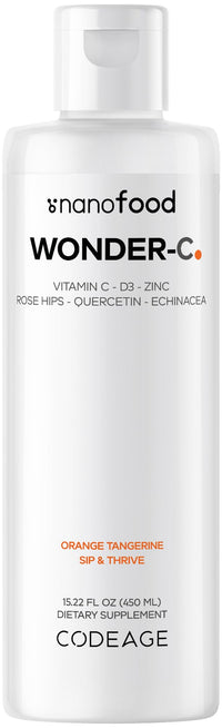 Thumbnail for Codeage Liquid Vitamin C 1000mg, Vitamins D3, E & Zinc, Rose HIPS, Quercetin, Echinacea, Vegan Liposomal Vitamin C Supplement, Non-GMO - 15.22 fl oz
