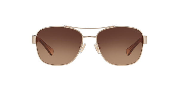 Coach HC7064 Sunglasses, Light Gold/Brown Gradient, 56 mm