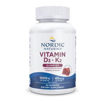 Thumbnail for Nordic Naturals Vitamin D3 + K2 Gummies, Pomegranate - 60 Gummies - 1000 IU Vitamin D3 + 45 mcg K2 - Great Taste - Bone Health, Promotes Healthy Muscle Function - Non-GMO - 60 Servings