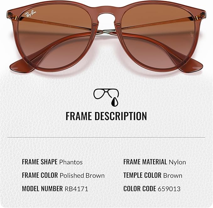 Ray-Ban RB4171 ERIKA CLASSIC Phantos Shaped Non-Polarized Sunglasses for Women – Includes Official RAYBAN Eyewear Kit – Ideal Formal & Casual Wear Sunglasses – Gradient Brown Lens