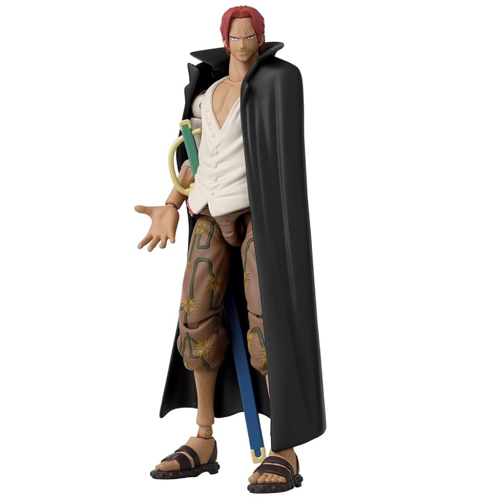 Anime Heroes One Piece Figures Shanks Action Figure, Articulated Shanks Anime Figure with Swappable Arms and Faces, Bandai One Piece Action Figures Pirate Toys Range, 17 cm