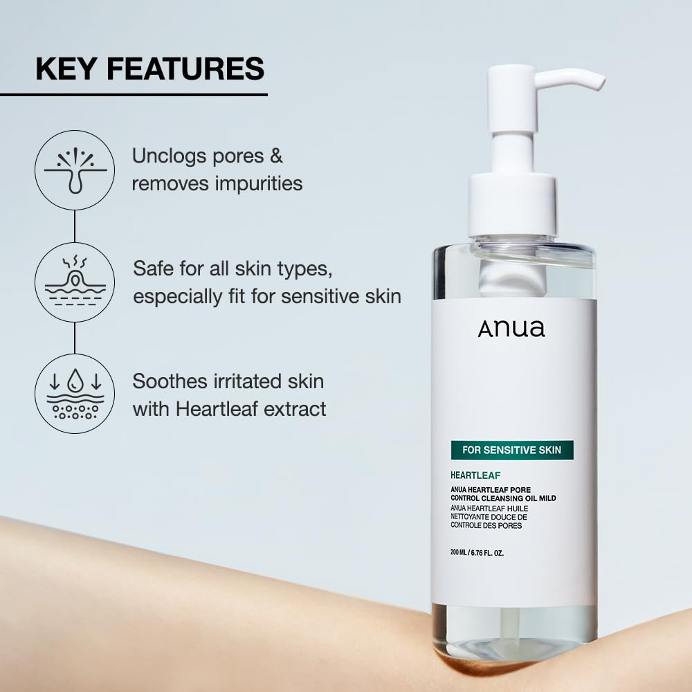 ANUA Mild Double Cleanser Duo for Facial wash : Heartleaf Pore Control Cleansing Oil Mild & Heartleaf Quercetinol Pore Deep Face Wash for Double Cleansing Routine, Korean Skincare