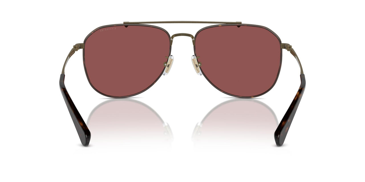 COACH Men's HC7164 Aviator Sunglasses, Antique Gold/Dark Tortoise/Wine Solid, 59 mm