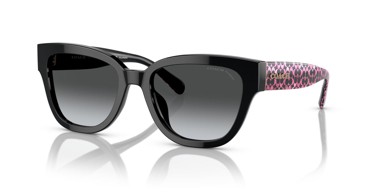 Coach HC8379U Universal Fit Sunglasses, Black/Grey Gradient Polarized, 54 mm