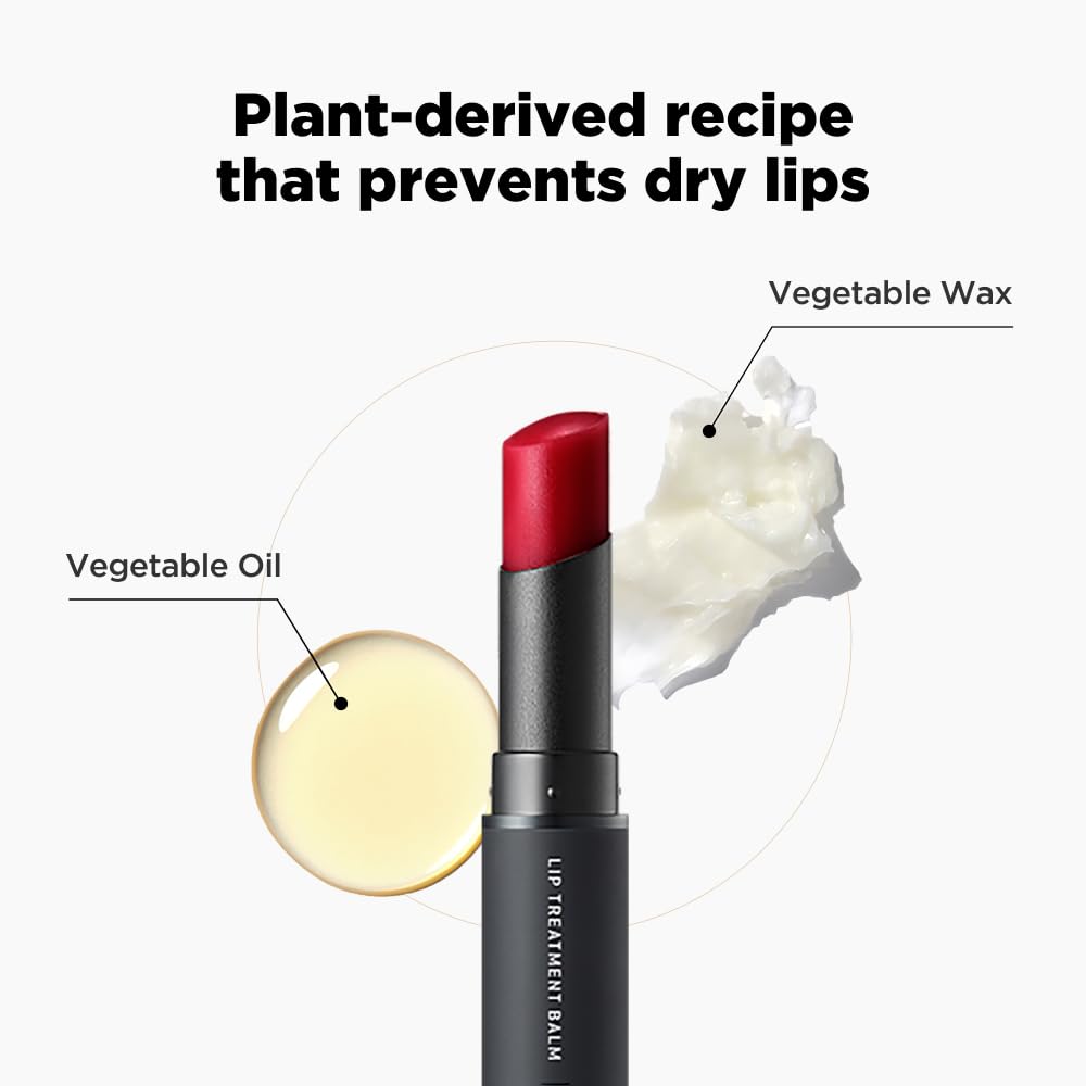 ISOI Bulgarian Rose Lip Treatment Balm Pure Red 5g (0.18oz) | Dewy Gloss Finish Tinted Balm | Korean Moisturizer With Rose Oil for Dry Lips | Non-Sticky Care