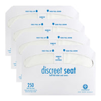 Thumbnail for Hospeco Flushable Toilet Seat Covers - 1000 Pcs, 4 Packs of 250 - Disposable Paper Discreet Seats for Commercial Wall Dispenser, 16.75 x 14.25 Half-Fold, White