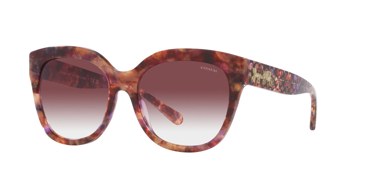 Coach HC8264 Sunglasses, Petal Tortoise/Purple Clear Gradient, 56 mm