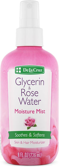 Thumbnail for De La Cruz Rose Water and Glycerin Spray for Face - Rosewater Facial Toner and Moisturizer Mist for Skin and Hair 8 fl oz (236 mL)