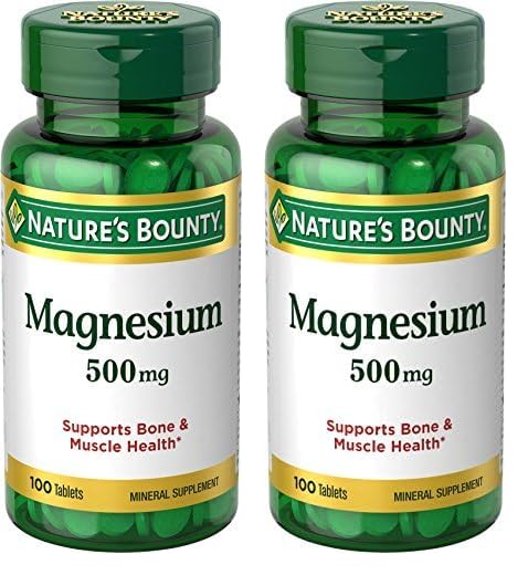 Nature's Bounty Magnesium, Mineral Supplement, Supports Bone and Muscle Health, 500 mg, Coated Tablets, 100 Count (Pack of 2)