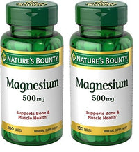 Thumbnail for Nature's Bounty Magnesium, Mineral Supplement, Supports Bone and Muscle Health, 500 mg, Coated Tablets, 100 Count (Pack of 2)