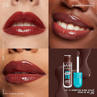 Thumbnail for NYX PROFESSIONAL MAKEUP Lip IV Hydrating Glossy Lip Stain with 12HR Hydration - Mocha Me Wet (Brown)