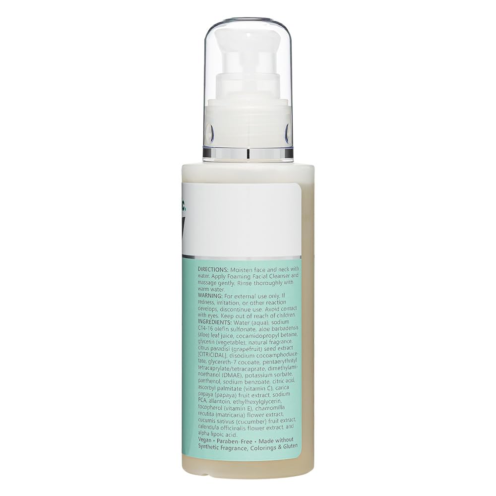 NutriBiotic – Foaming Facial Cleanser, 4.2 Fl Oz | with Aloe, GSE, DMAE, Vitamin C Ester, Tocotrienols & Alpha Lipoic Acid | Vegan & Paraben Free | Great for Everyday Use!