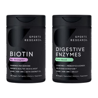 Thumbnail for Sports Research® Dissolve to Absorb Pack - 10,000mcg Biotin (Vitamin B7) with Organic Coconut Oil + Digestive Enzymes with Probiotics & Ginger