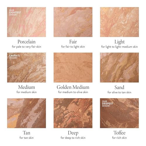 LAURA GELLER NEW YORK Award-Winning Baked Balance-n-Brighten Color Correcting Powder Foundation - Sand - Buildable Light to Medium Coverage - Demi-Matte Natural Finish