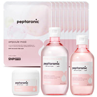 Thumbnail for Snp 6 Peptides + 5 Hyaluronic Acid Skincare Set | 4-in-1 Kit of Toner, Serum, Cream & Sheet Masks | Moisturizing, Firming & Hydrating | Korean Skincare Set for Dry & Sensitive Skin | Peptaronic Set