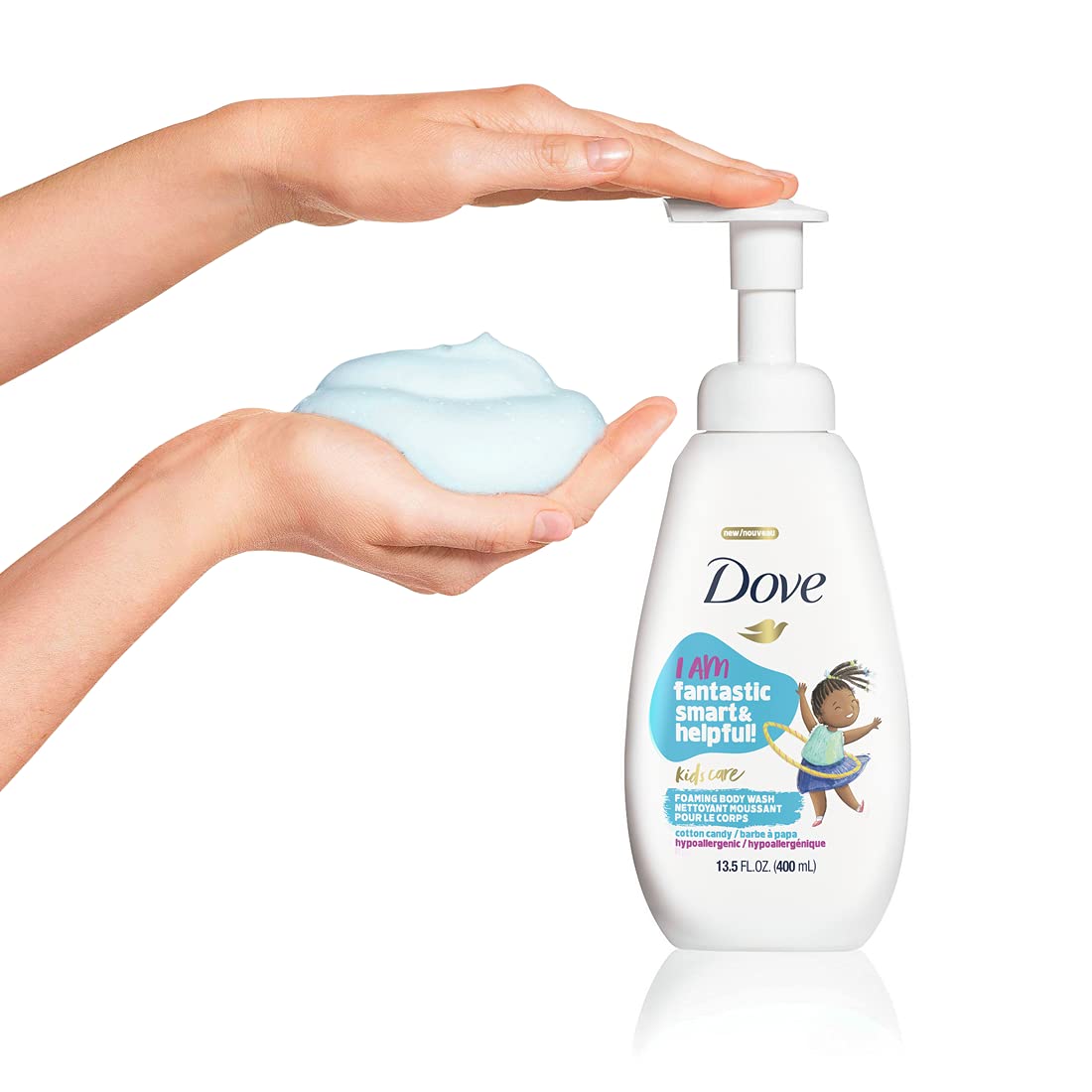 Dove Foaming Body Wash 4 Count For Kids Cotton Candy Hypoallergenic Skin Care, 13.5 Fl Oz