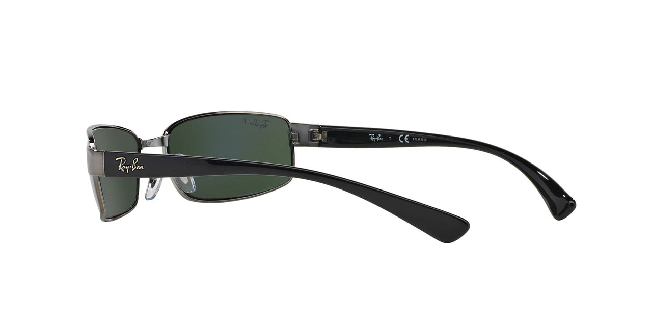 Ray-Ban RB3364 Metal Rectangular Sunglasses, Gunmetal/Polarized Green, 62 mm