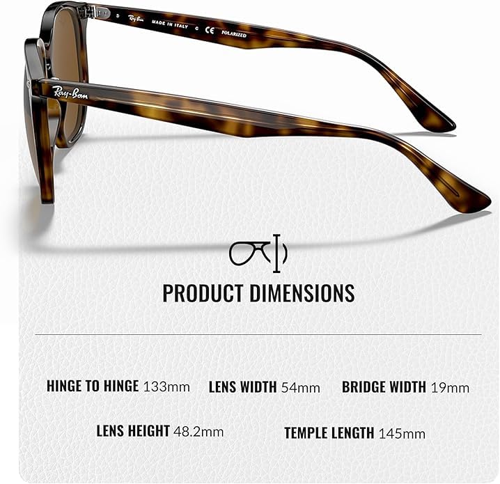 Ray-Ban RB4306 POLARIZED Square-Round Shaped Sunglasses for Men & Women – Includes Official Rayban Eyewear Kit – Ideal Formal & Casual Wear Sunglasses – B-15 Brown Lens