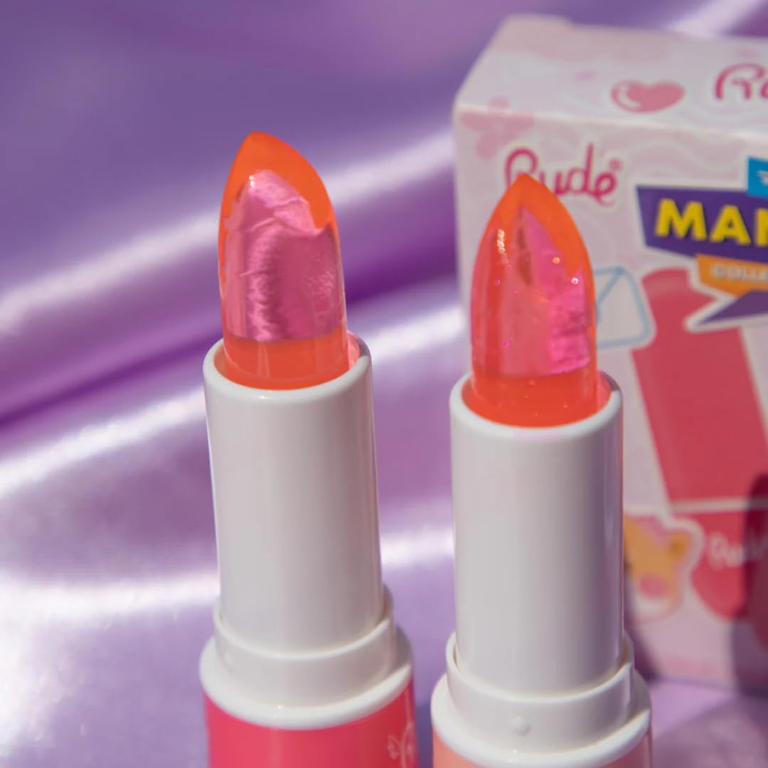 Rude Cosmetics Lip Balm Hydrating, Nourishing Lipbalm Set for Women, Lip Moisturizer for Dry Cracked Lips, Vegan & Cruelty-Free, Manga Collection/Watermelon & Peach