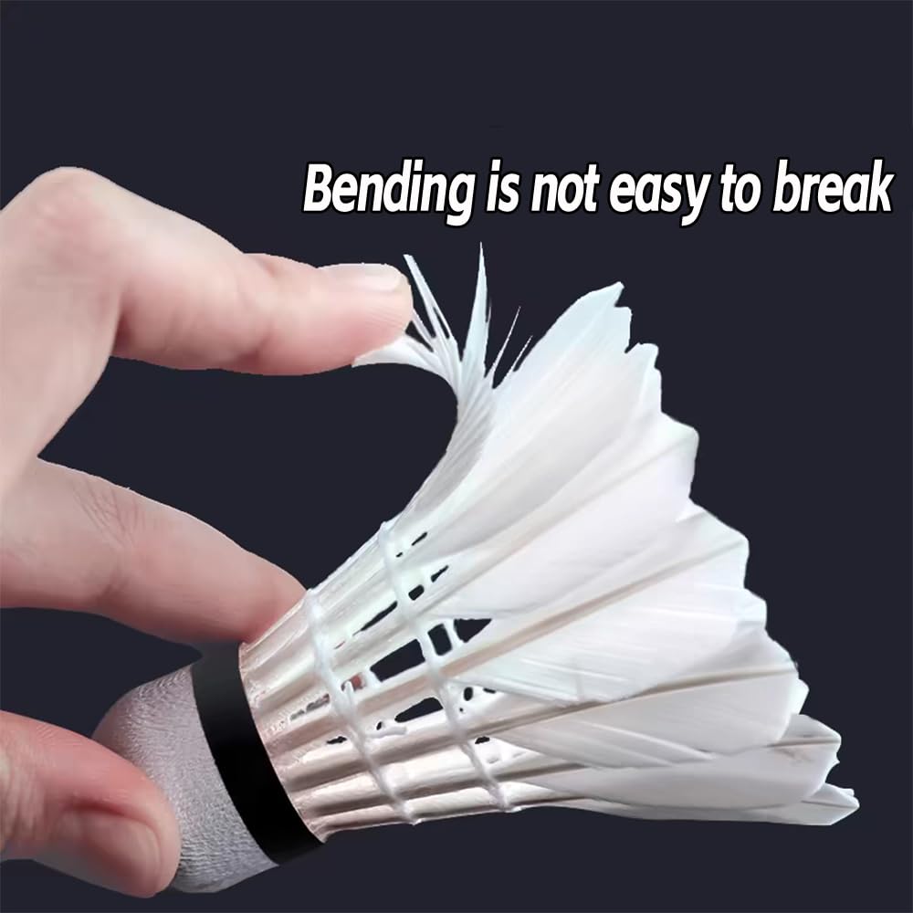 ZHENAN Goose Feather Badminton Shuttlecocks,12 Pack Feather Badminton Birdies-Hight Speed Training Birdie Ball for Indoor and Outdoor Sports,Highly Stable & Durable Shuttle Balls