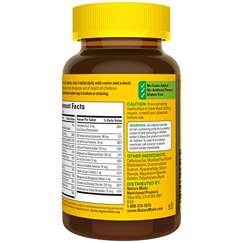 Nature Made Multivitamin Tablets with Iron, Multivitamin for Women and Men for Daily Nutritional Support, 130 Tablets, 130 Day Supply (Packaging May Vary)