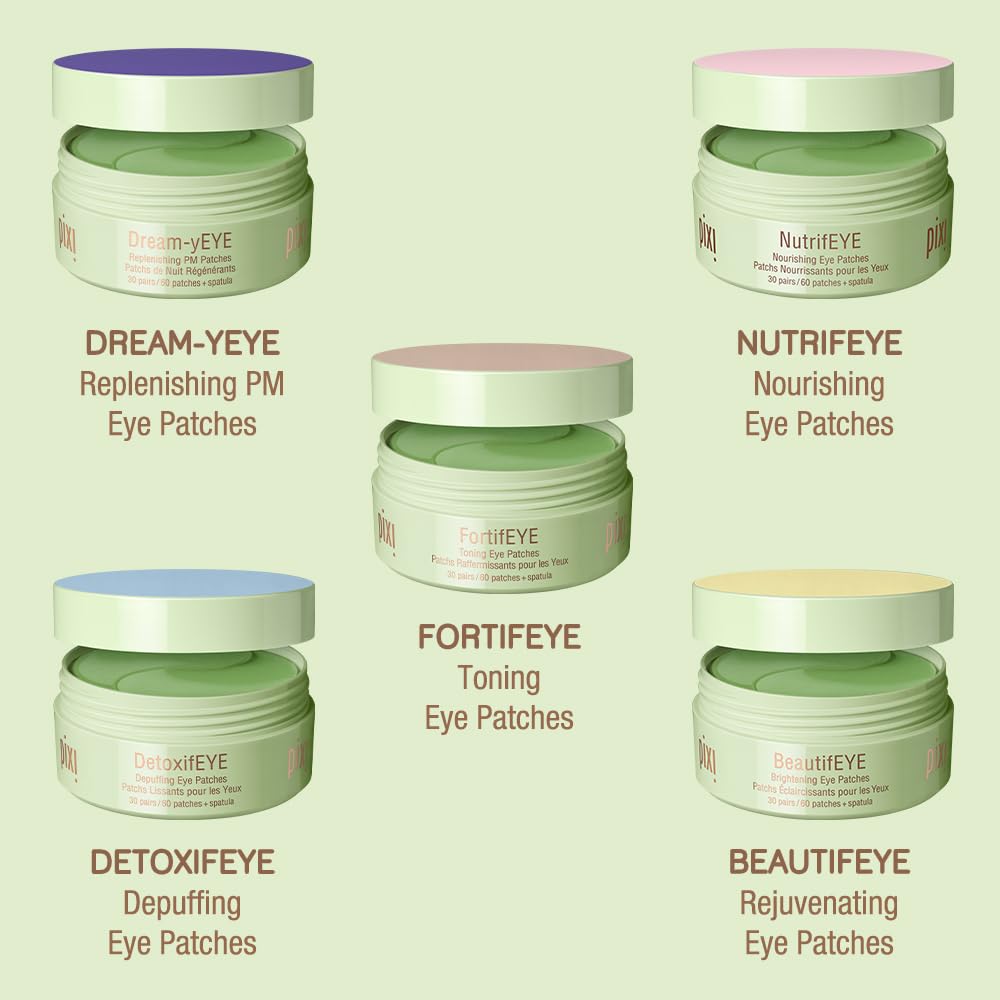 Pixi FortifEYE Firming Hydrogel Under Eye Patches for Puffy Eyes | Vegan Collagen Eye Patches to Energize, Soften Fine Lines, & Tone Eye Area | 30 Pairs / 60 Patches