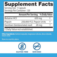 Thumbnail for Doctor's Best Betaine HCI Pepsin & Gentian Bitters, Digestive Enzymes for Protein Breakdown & Absorption, Non-GMO, Gluten Free, 120 Caps, Original Version
