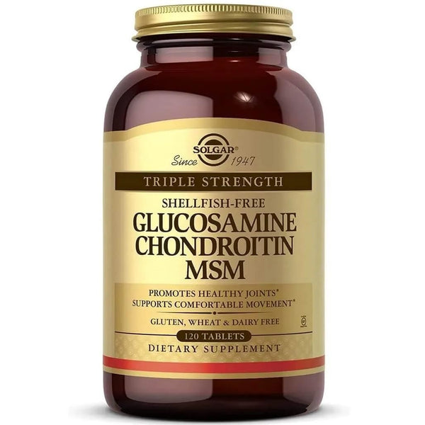 Solgar Triple Strength Glucosamine Chondroitin MSM, 120 Tablets - Promotes Healthy Joints, Supports Comfortable Movement - Shellfish Free - Gluten Free, Dairy Free - 60 Servings